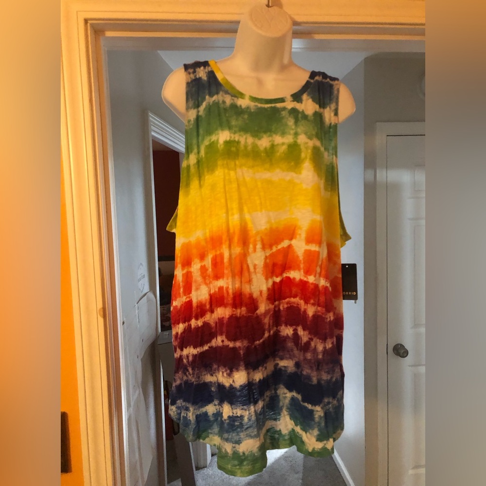 Torrid, rainbow tie dye sleeveless shirt NWT never worn.